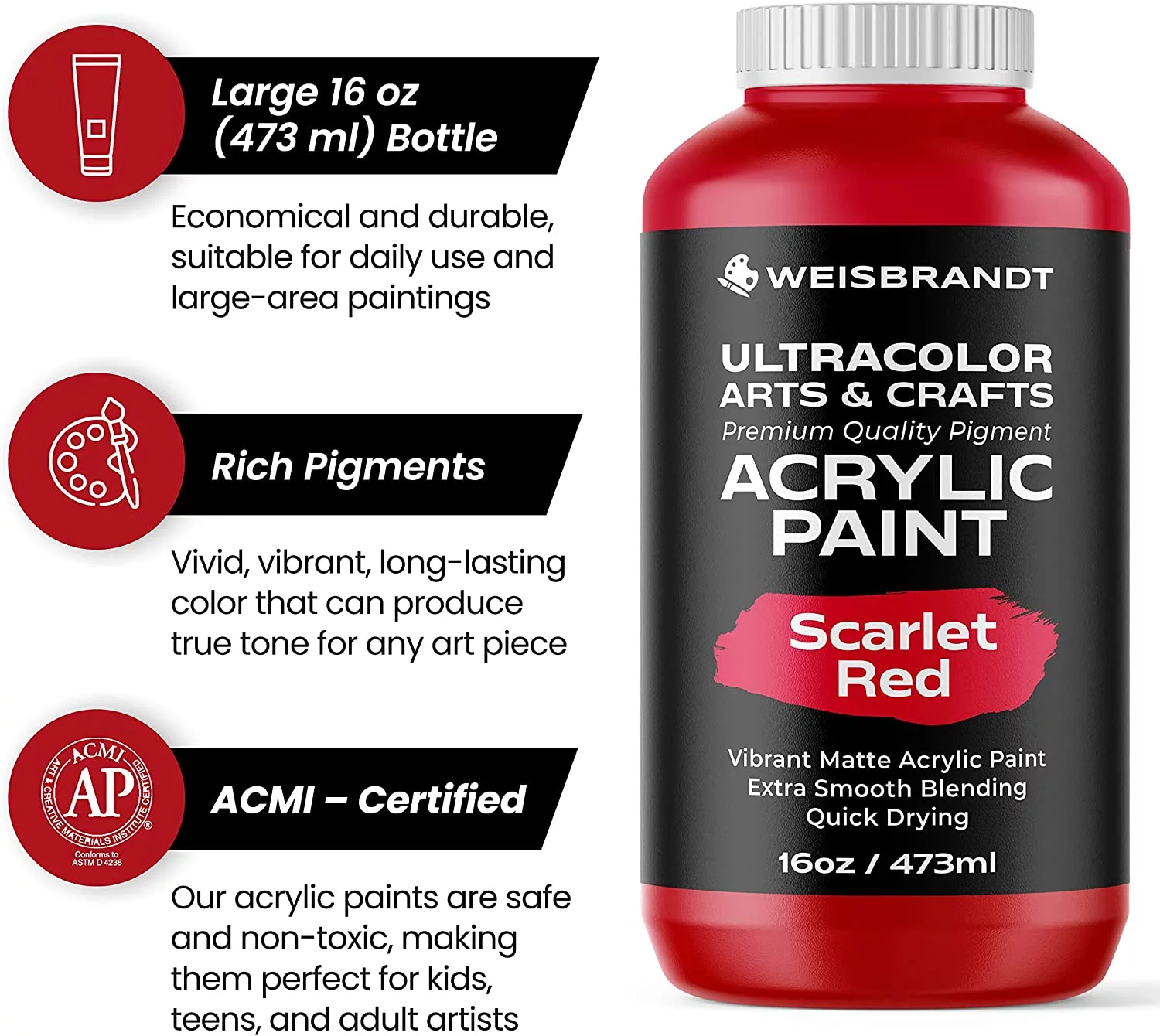 Acrylic Paint Scarlet Red 